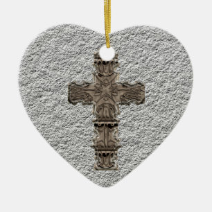 Décoration En Céramique Coeur avec l'ornement croisé