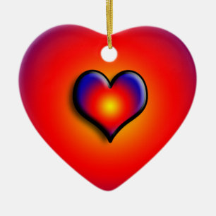 DÉCORATION EN CÉRAMIQUE COEUR COLORÉE