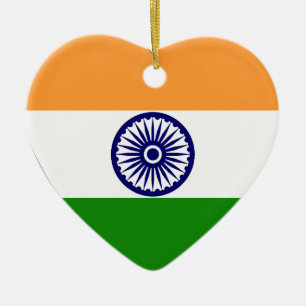 Décoration En Céramique Coeur de drapeau de l'Inde