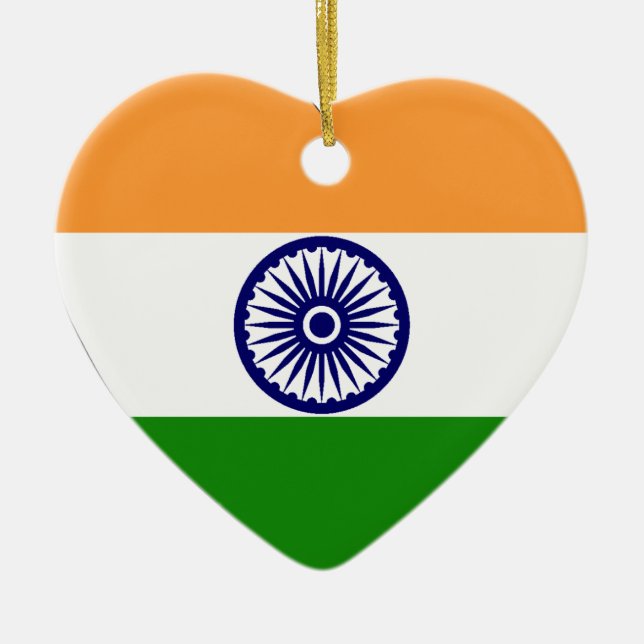 Décoration En Céramique Coeur de drapeau de l'Inde (Devant)