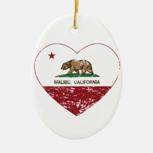 Décoration En Céramique coeur de Malibu de drapeau de la Californie