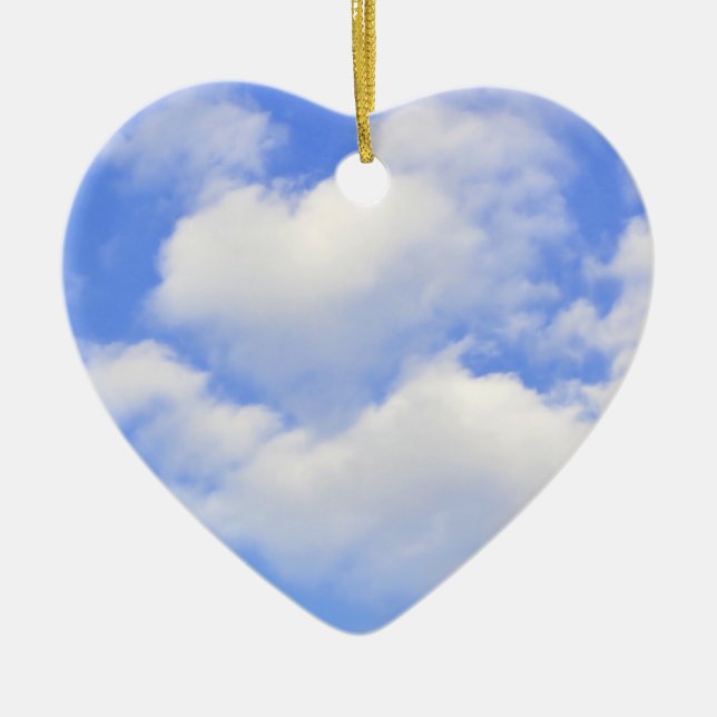 Décoration En Céramique Coeur des nuages Ornament (Devant)
