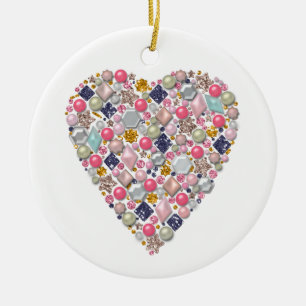 Décoration En Céramique Coeur des perles, coeur