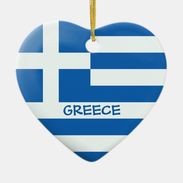 Décoration En Céramique Coeur du drapeau grec (Devant)