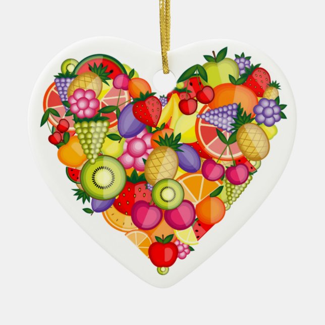 Décoration En Céramique Coeur - Fruits sains - FRS (Devant)