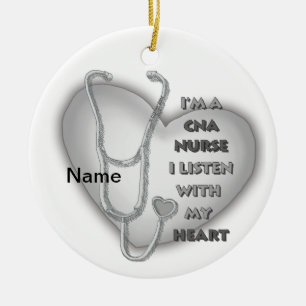 Décoration En Céramique Cœur Gris Infirmière CNA