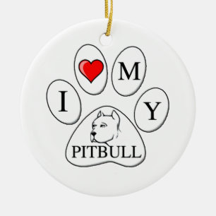 Décoration En Céramique Coeur I ma patte de pitbull - chien, animal