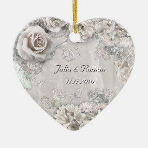Décoration En Céramique Coeur Mariage (personnalisable)