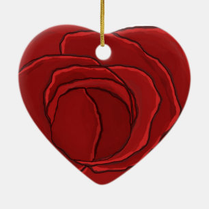 Décoration En Céramique Coeur "rose rouge " d'ornement