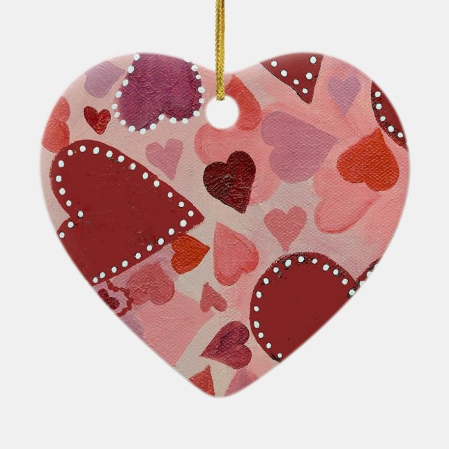 Décoration En Céramique coeur rouge et rose (Dos)