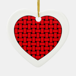 Décoration En Céramique Coeur rouge tressé