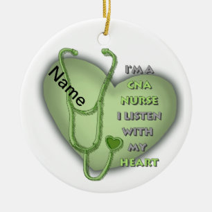 Décoration En Céramique Coeur vert Infirmière CNA