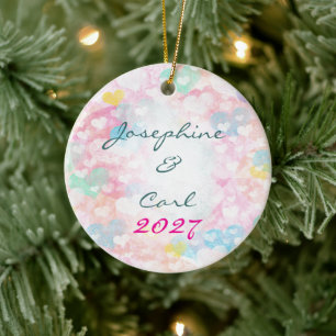Décoration En Céramique Coeurs d'aquarelle en couche de l'ornement mariage
