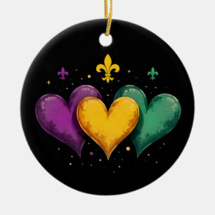 Décoration En Céramique Coeurs Mardi Gras New Orleans Carnaval Vintage