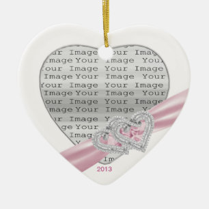 Décoration En Céramique Coeurs personnalisés Pastel Pink Ribbon Ornament