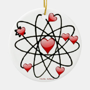 Décoration En Céramique Coeurs rouges de Saint Valentin atomique