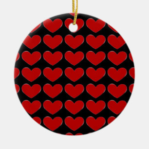 Décoration En Céramique Cœurs rouges noir blanc amour mariage affranchisse