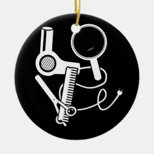 Décoration En Céramique Coiffeur Amour Sèche-cheveux Ciseaux Barbier Brush