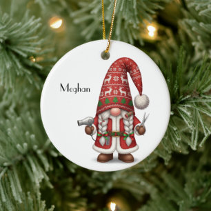 Décoration En Céramique Coiffeur de Noël Gnome personnalisé