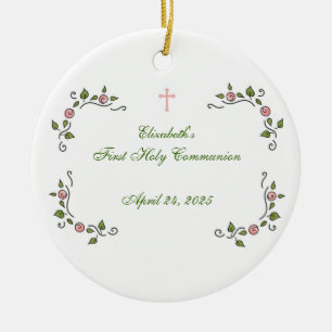Décoration En Céramique Coins floraux roses, religieux