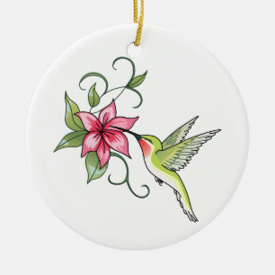 Décoration En Céramique Colibri et fleurs