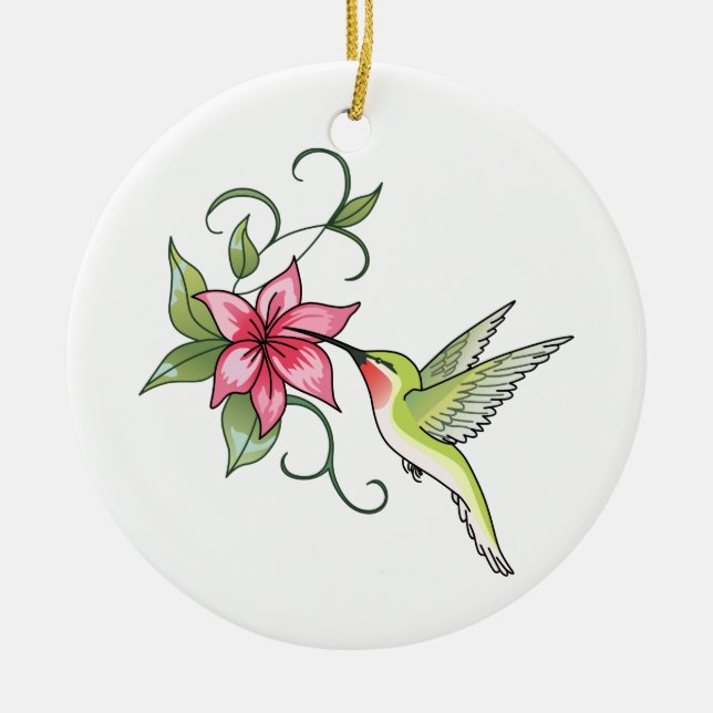 Décoration En Céramique Colibri et fleurs (Devant)