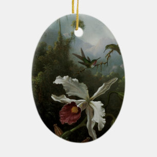Décoration En Céramique Colibris et Orchidée blanche de Martin J. Heade