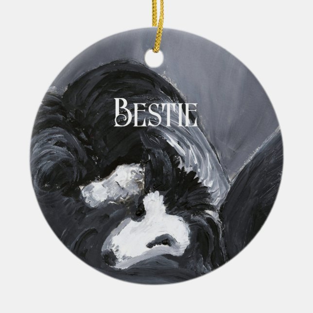 Décoration En Céramique Collie Bordure Possédant Peinture personnalisée (Devant)