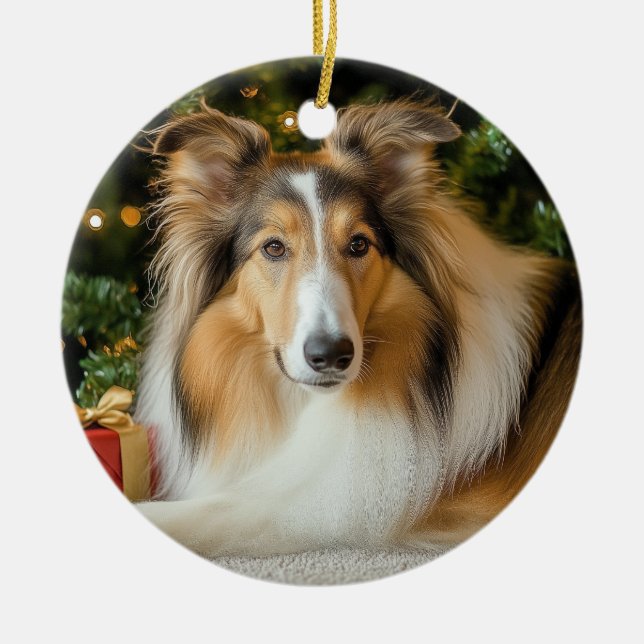 Décoration En Céramique Collie Christmas (Devant)