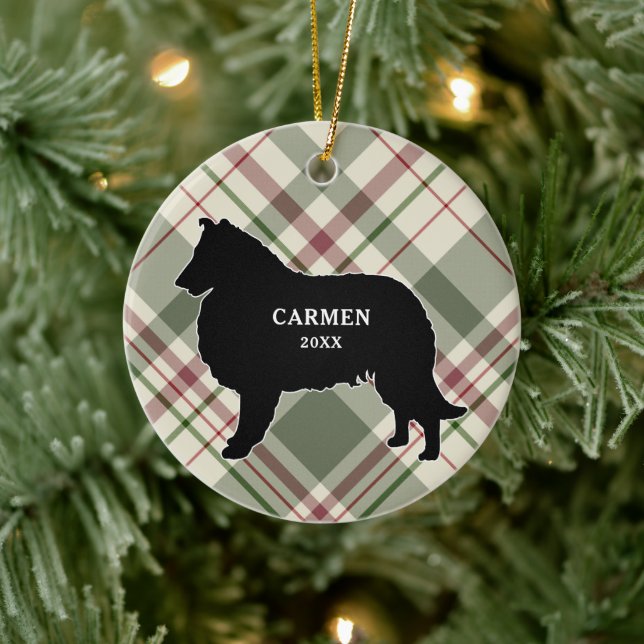 Décoration En Céramique Collie ou Sheltie Plaid (Arbre)