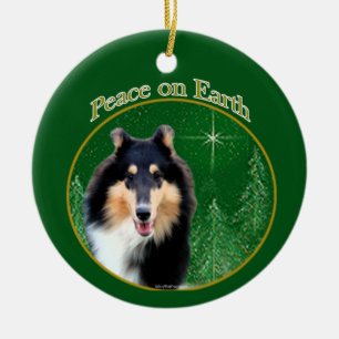 Décoration En Céramique Collie (rude) Paix