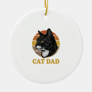 Décoration En Céramique Conception de chemise pour papa de chat rétro Vint