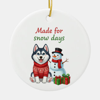 Décoration En Céramique Conçu pour les jours de neige Husky, Noël Husky