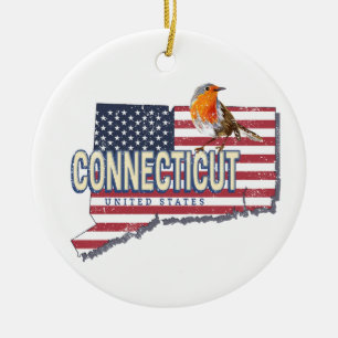 Décoration En Céramique Connecticut États-Unis rétro carte d'état vintage