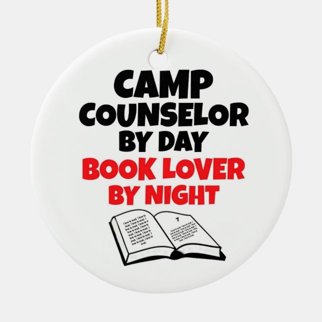 Décoration En Céramique Conseiller de camp par Jour Livre Lover par nuit (Devant)