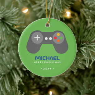 Décoration En Céramique Contrôleur de jeu vidéo vert enfants Noël