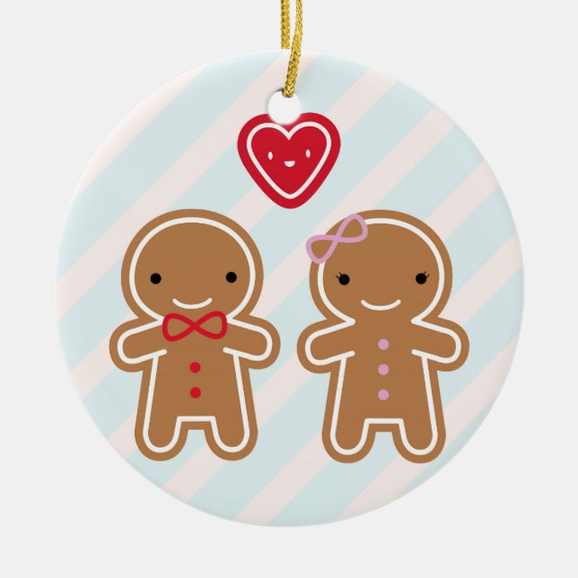Décoration En Céramique Cookie Cute Kawaii Gingerbread Couple (Devant)