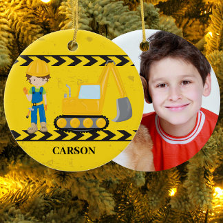 Décoration En Céramique Cool Construction Excavateur Personnalisé Enfants