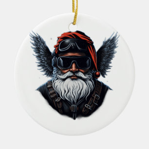 Décoration En Céramique Cool de moto Père Noël