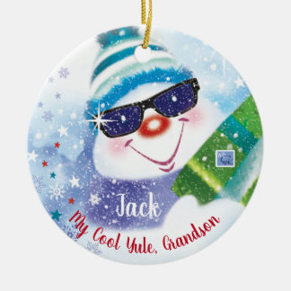Décoration En Céramique Cool Yule, petit-fils, bonhomme de neige à Shades,