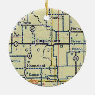 Décoration En Céramique Cooperstown et Ancienne carte