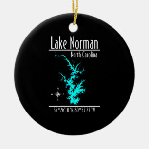 Décoration En Céramique Coordonnées de la carte du lac Norman en Caroline