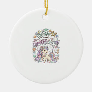 Décoration En Céramique Coquilles de licorne et cornes scintillantes Vecte