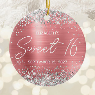 Décoration En Céramique Corail Pailleté Argent Moderne Photo Sweet 16 Fant