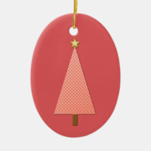 Décoration En Céramique Coral polka dot moderne sapin de Noël