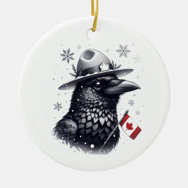 Décoration En Céramique Corbeau d'hiver canadien (Devant)