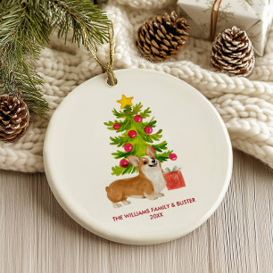 Décoration En Céramique Corgi Chien Noël Personnalisé