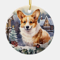 Corgi de Noël d'hiver