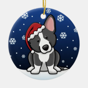 Décoration En Céramique Corgi noir et blanc de bande dessinée de Kawaii d