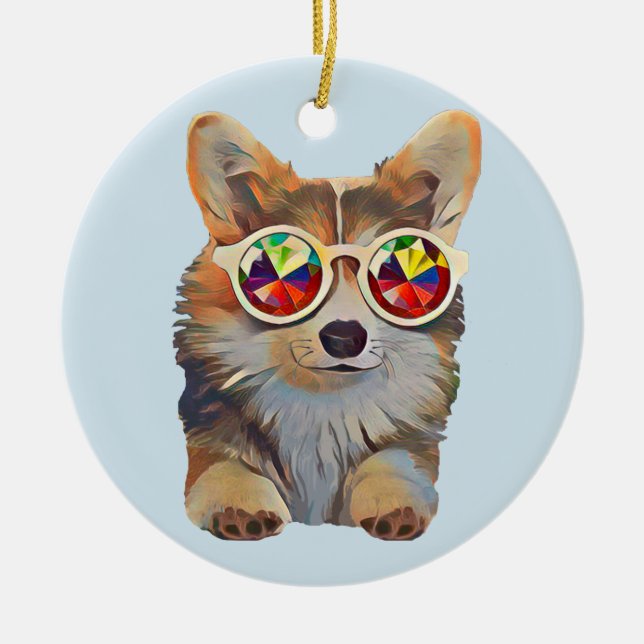 Décoration En Céramique Corgi super se sentant (Devant)